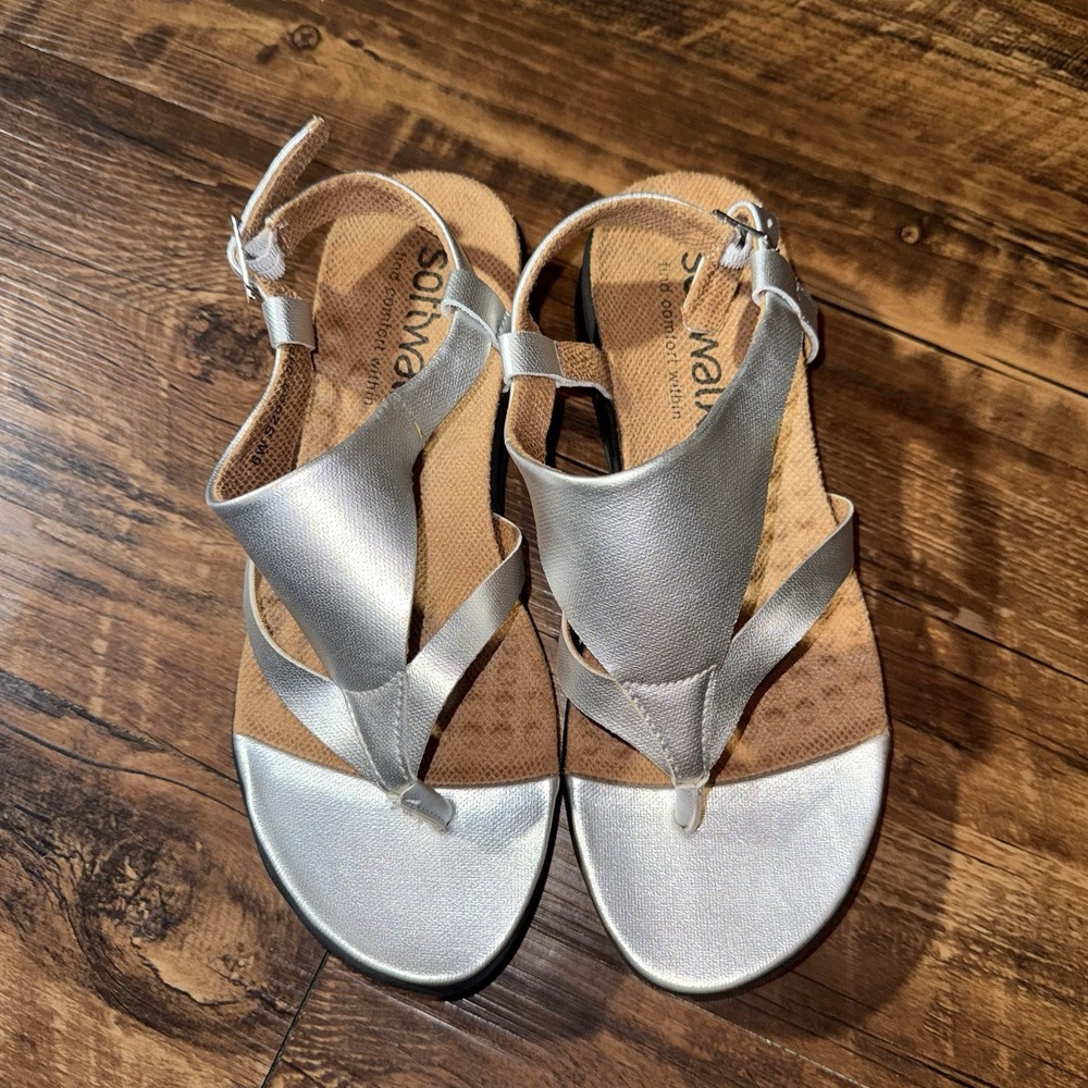 Softwalk‎ Silver Temara Thong Slingback Sandals Women's Size 6 NEW